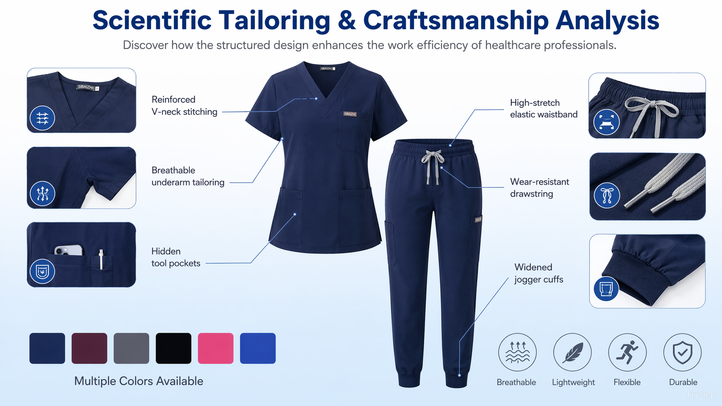 Women's Plus-Size Scrub Set, Solid Stand-Up Collar Top and Pants, Minimalist Polyester Spandex Workwear, Scrubs For Women